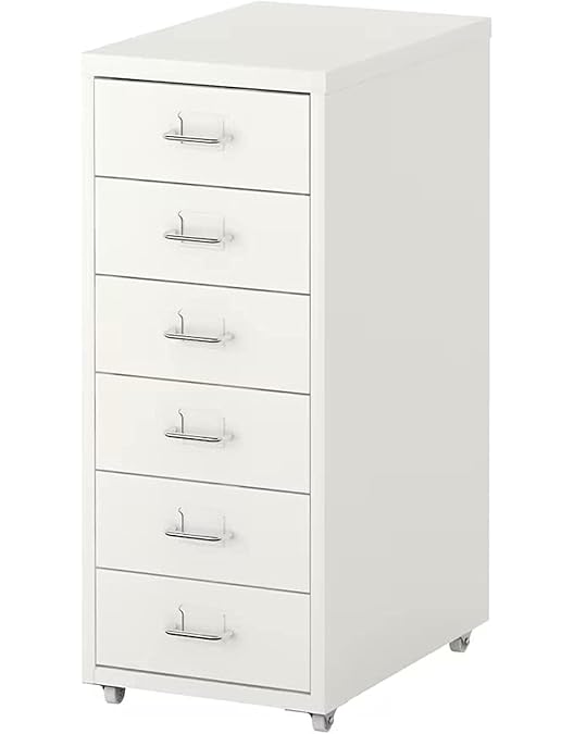 Ikea Alloy Steel HELMER White 40176101 Drawer Unit with Casters